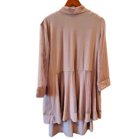 2 Piece Chevron Print Metallic Detail Jacket Dress. - Picture 3 of 6